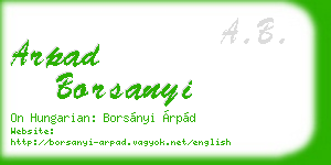 arpad borsanyi business card